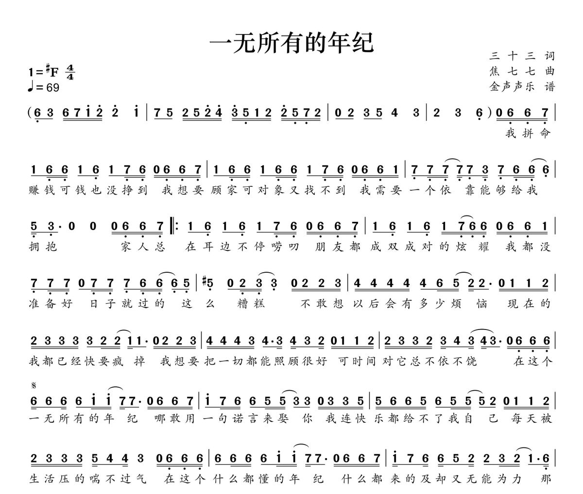 一无所有的年纪简谱 海来阿木《一无所有的年纪》简谱+动态视频