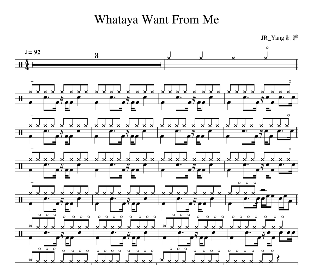 Whataya Want From Me鼓谱 Adam Lambert-Whataya Want From Me架子鼓