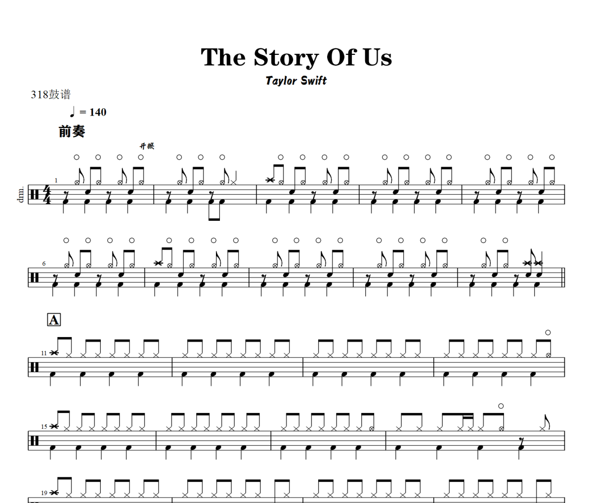 The Story Of Us鼓谱 Taylor Swift《The Story Of Us》架子鼓|爵士鼓|鼓谱+动态
