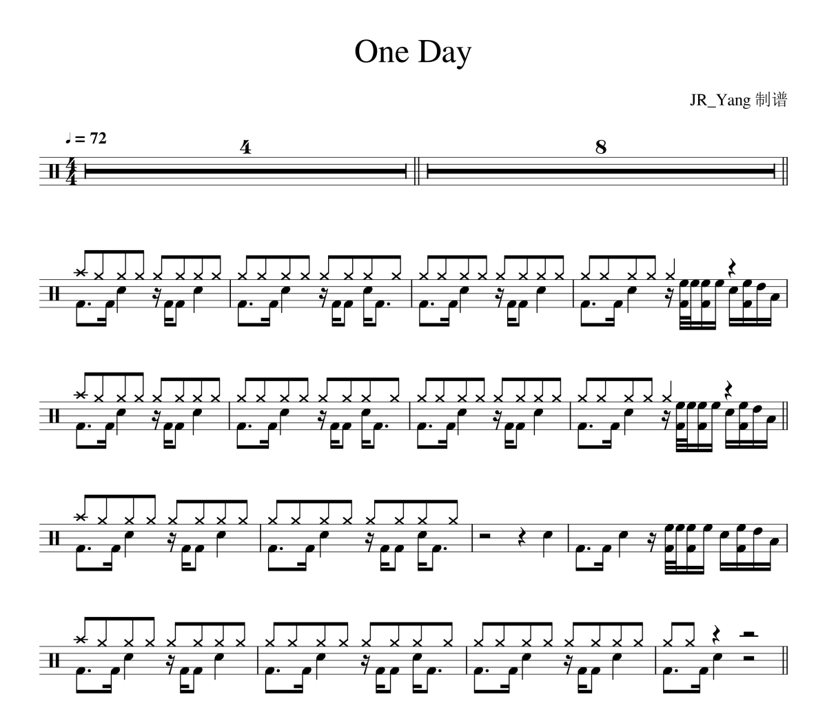 One Day鼓谱 Matisyahu《One Day》架子鼓|爵士鼓|鼓谱