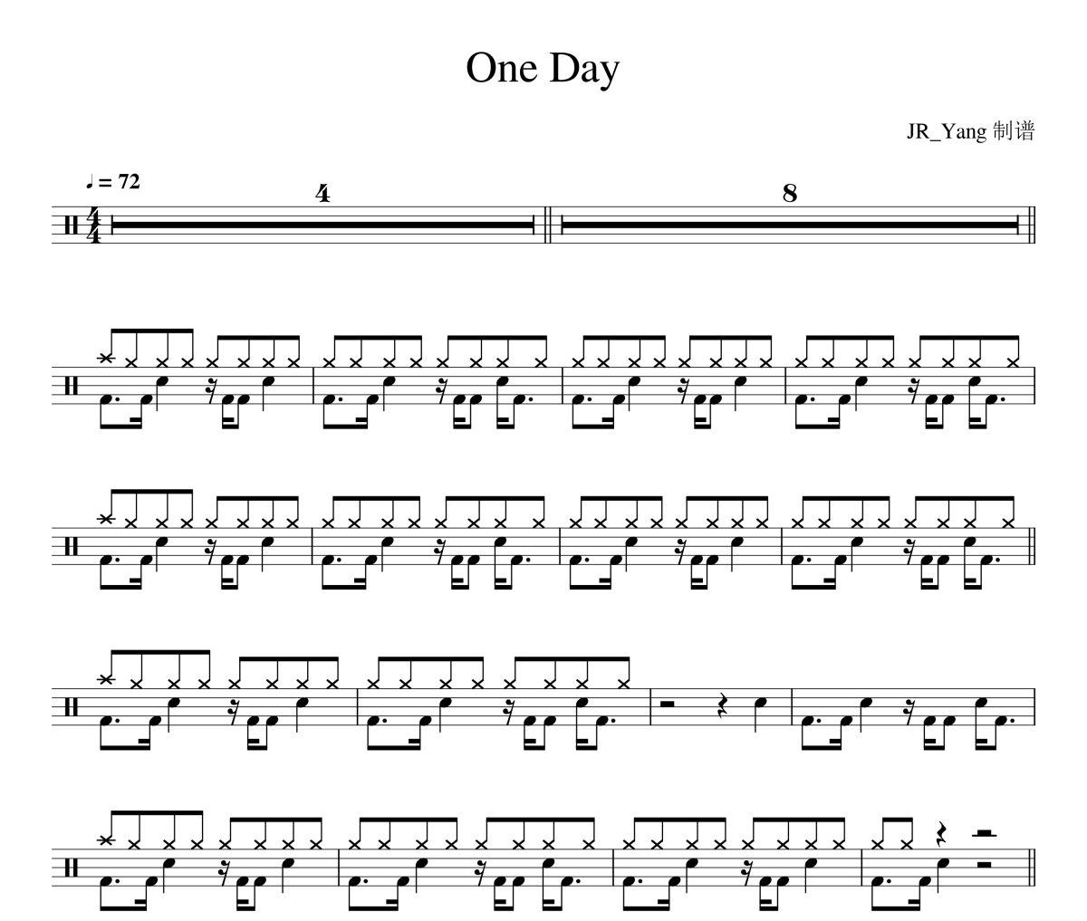 One Day鼓谱 Matisyahu《 One Day》架子鼓|爵士鼓|鼓谱