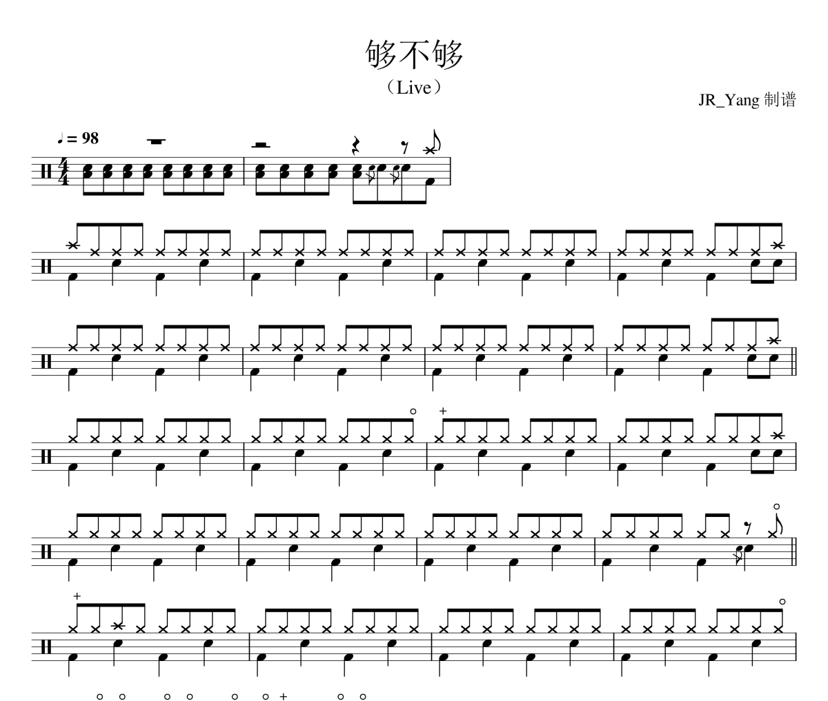 够不够鼓谱 方大同《够不够》(Live)架子鼓|爵士鼓|鼓谱