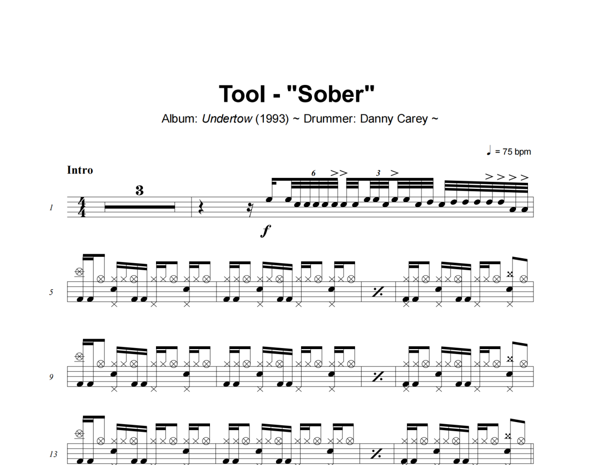 Sober鼓谱 Tool-Sober架子鼓|爵士鼓|鼓谱+动态视频