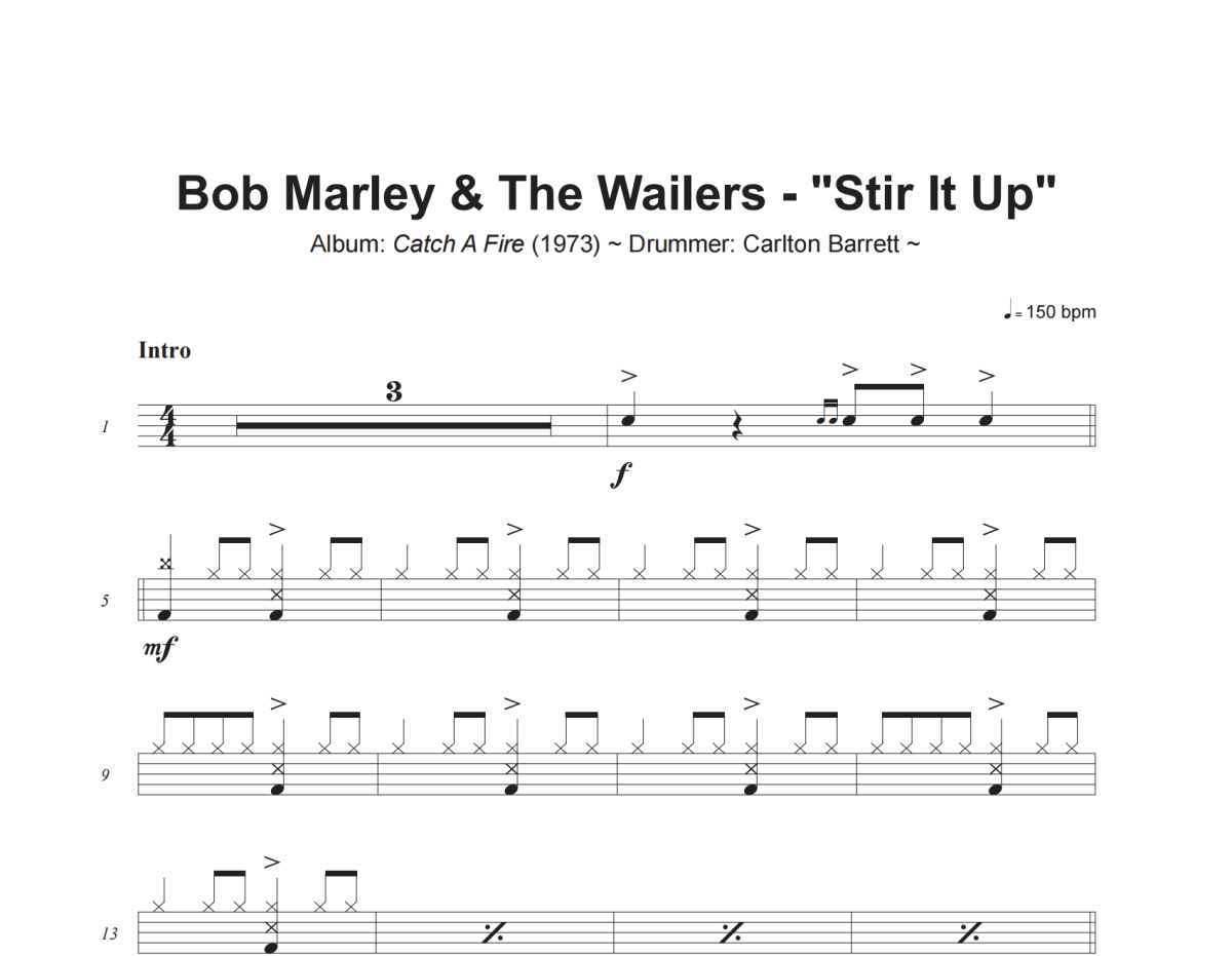 Bob Marley&The Wailers《Stir It Up》架子鼓|爵士鼓|鼓谱+动态视频