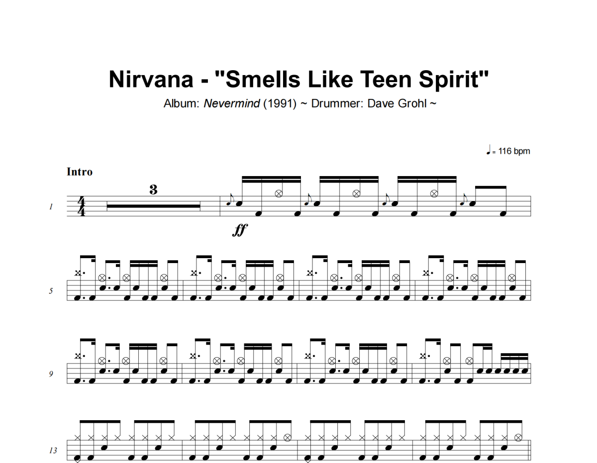 Nirvana-Smells Like Teen Spirit爵士鼓谱+动态视频