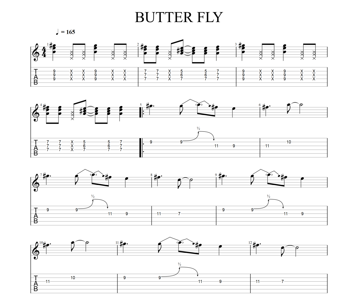 Butter-Fly吉他谱 和田光司《Butter-Fly》六线谱|吉他谱