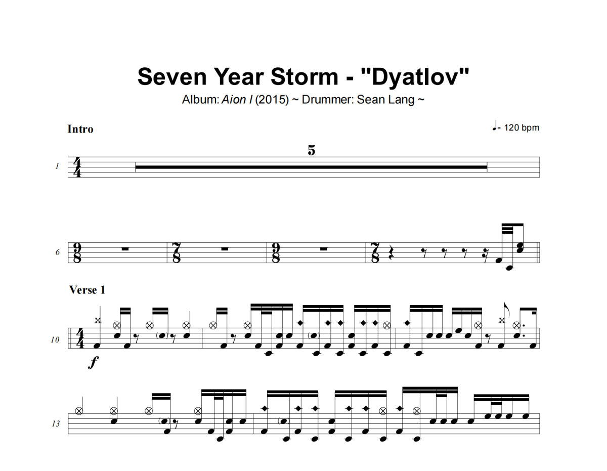 Dyatlov鼓谱 Seven Year Storm《Dyatlov》架子鼓|爵士鼓|鼓谱+动态视频