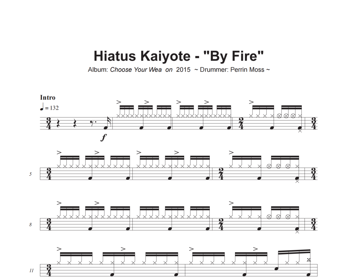 By Fire鼓谱 Hiatus Kaiyote-By Fire爵士鼓谱+动态视频