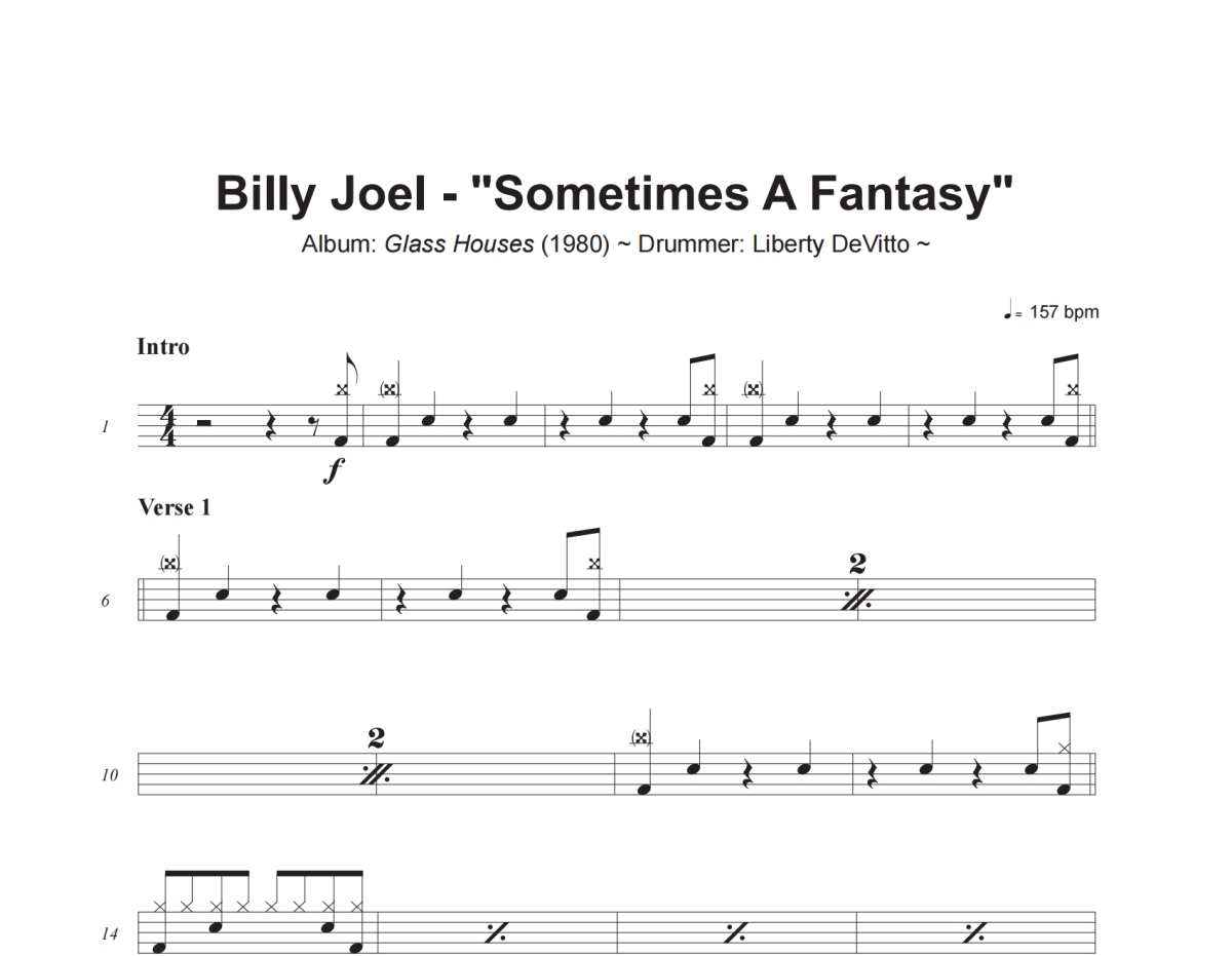 Billy Joel《Sometimes A Fantasy》架子鼓|爵士鼓|鼓谱+动态视频