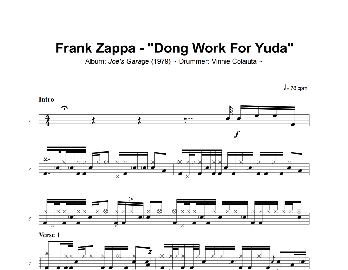 Frank Zappa《Dong Work For Yuda》架子鼓|爵士鼓|鼓谱+动态视频