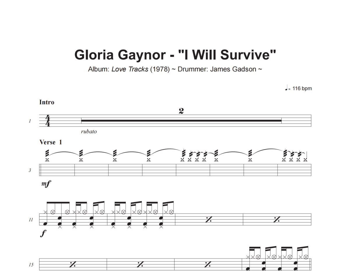 I Will Survive鼓谱 Gloria Gaynor-I Will Survive爵士鼓谱+动态视频