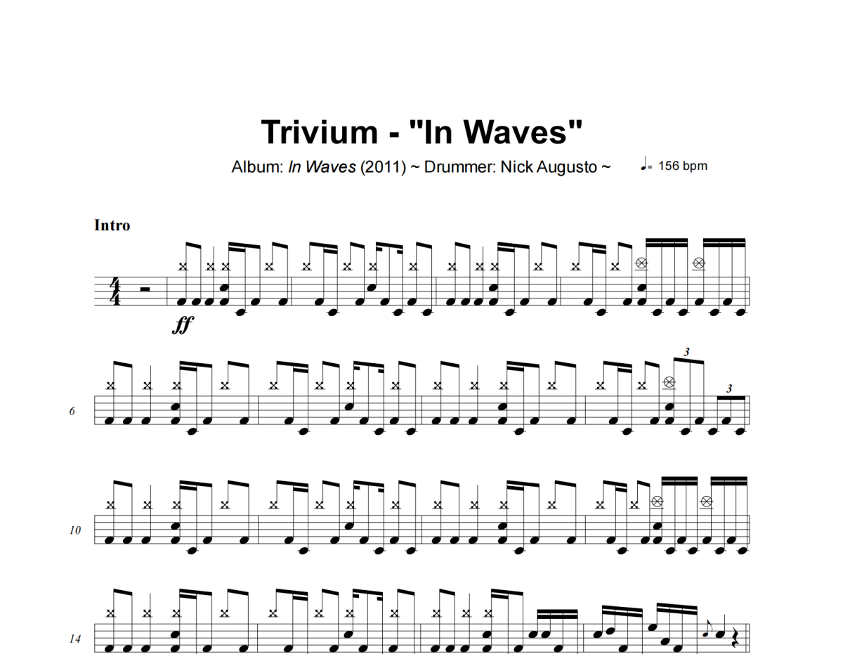 In Waves鼓谱 Trivium《In Waves》架子鼓|爵士鼓|鼓谱+动态视频