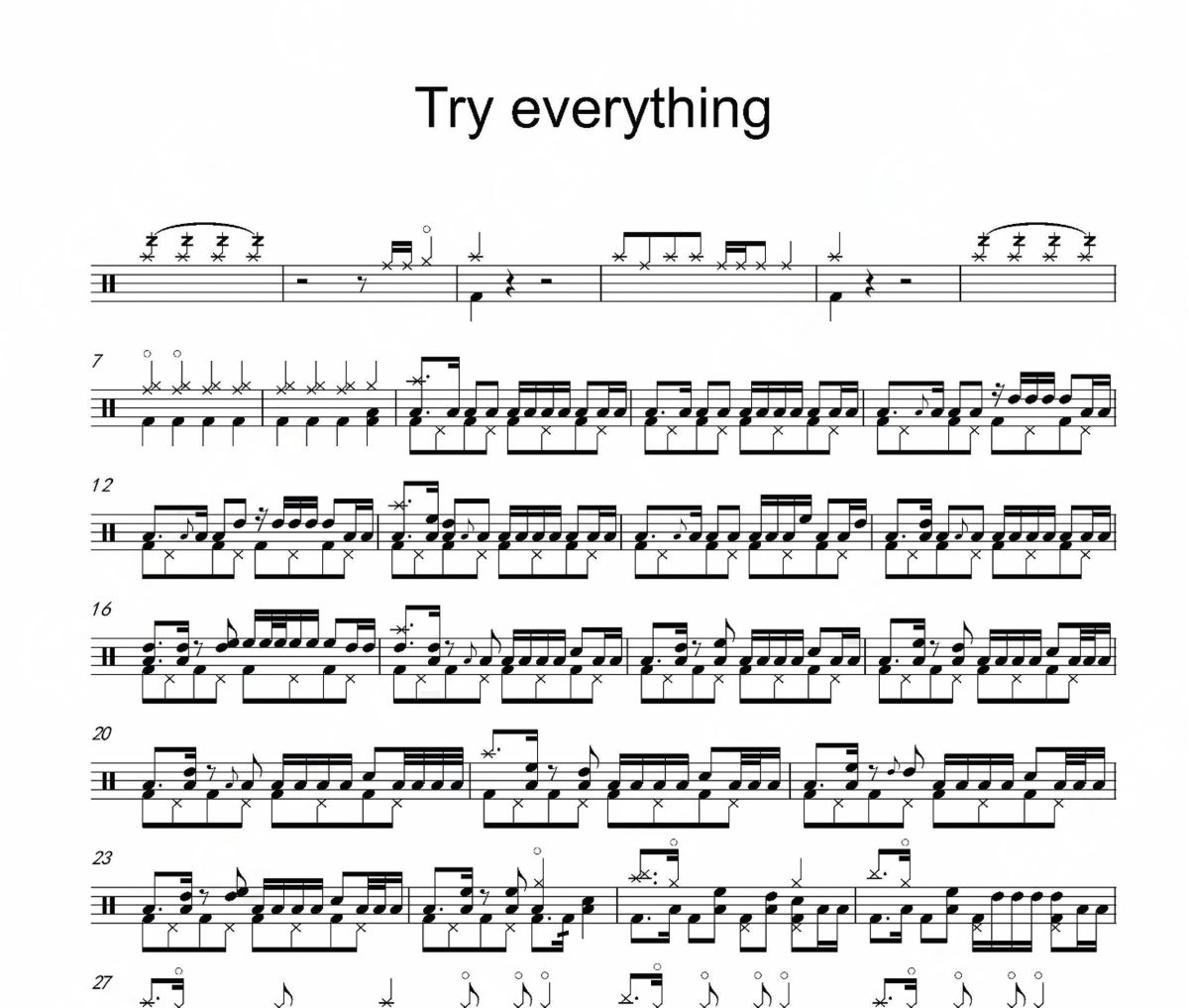 Try Everything鼓谱 Shakira-Try Everything爵士鼓谱