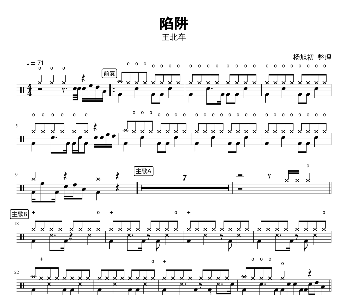 陷阱鼓谱 王北车-陷阱鼓谱