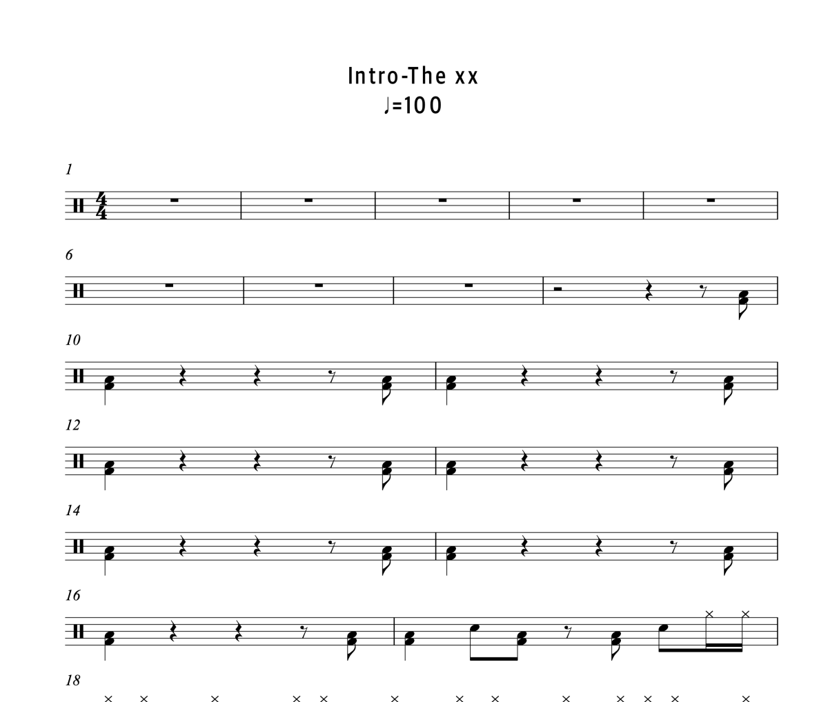 Intro鼓谱 The xx《Intro》架子鼓|爵士鼓|鼓谱