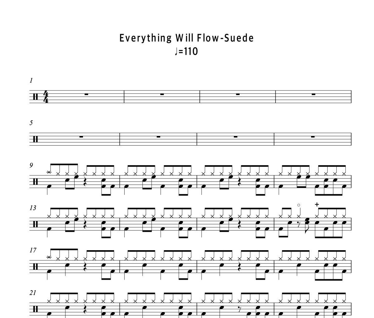 Suede（山羊皮）《Everything Will Flow》架子鼓|爵士鼓|鼓谱