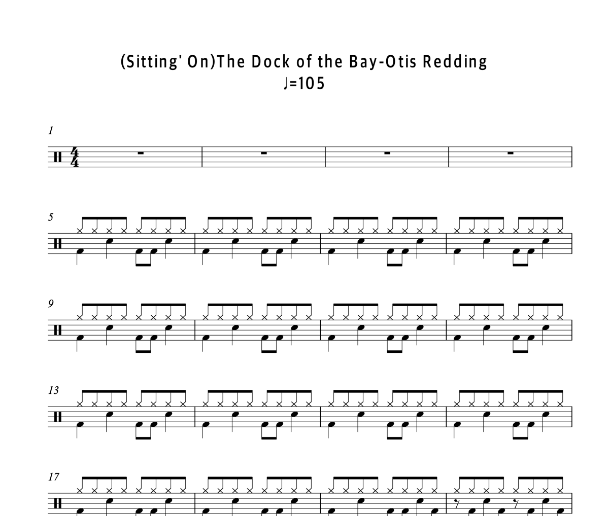 Otis Redding《(Sitting' On)The Dock of the Bay》架子鼓|爵士鼓|鼓谱