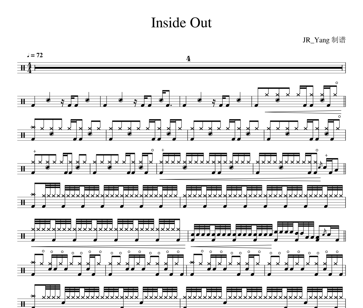 Inside Out鼓谱 The Chainsmokers/Charlee《Inside Out》架子鼓|爵士鼓|鼓谱
