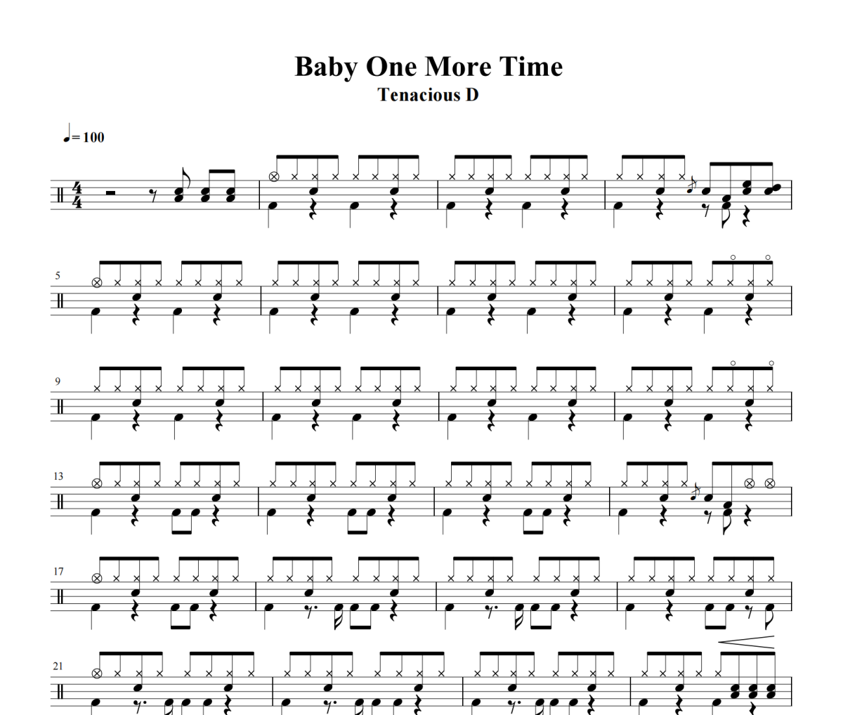 TenaciousD《Baby One More Time》架子鼓|爵士鼓|鼓谱