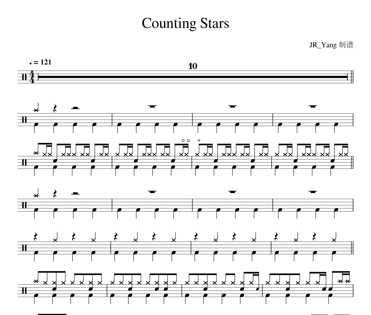 Counting Stars鼓谱 OneRepublic-Counting Stars爵士鼓鼓谱