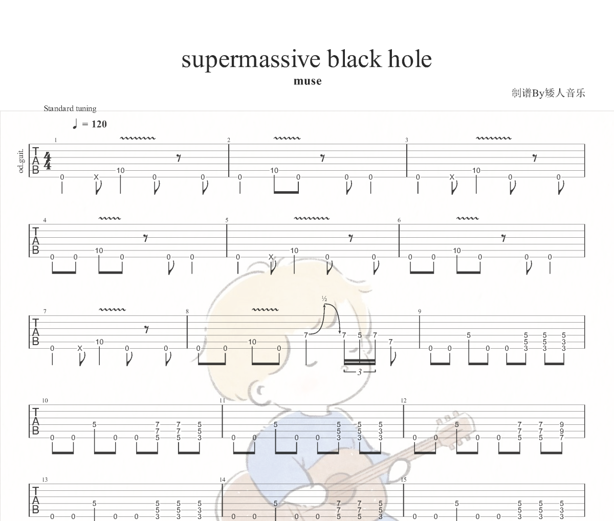 MUSE《Supermassive Black Hole》六线谱|吉他谱
