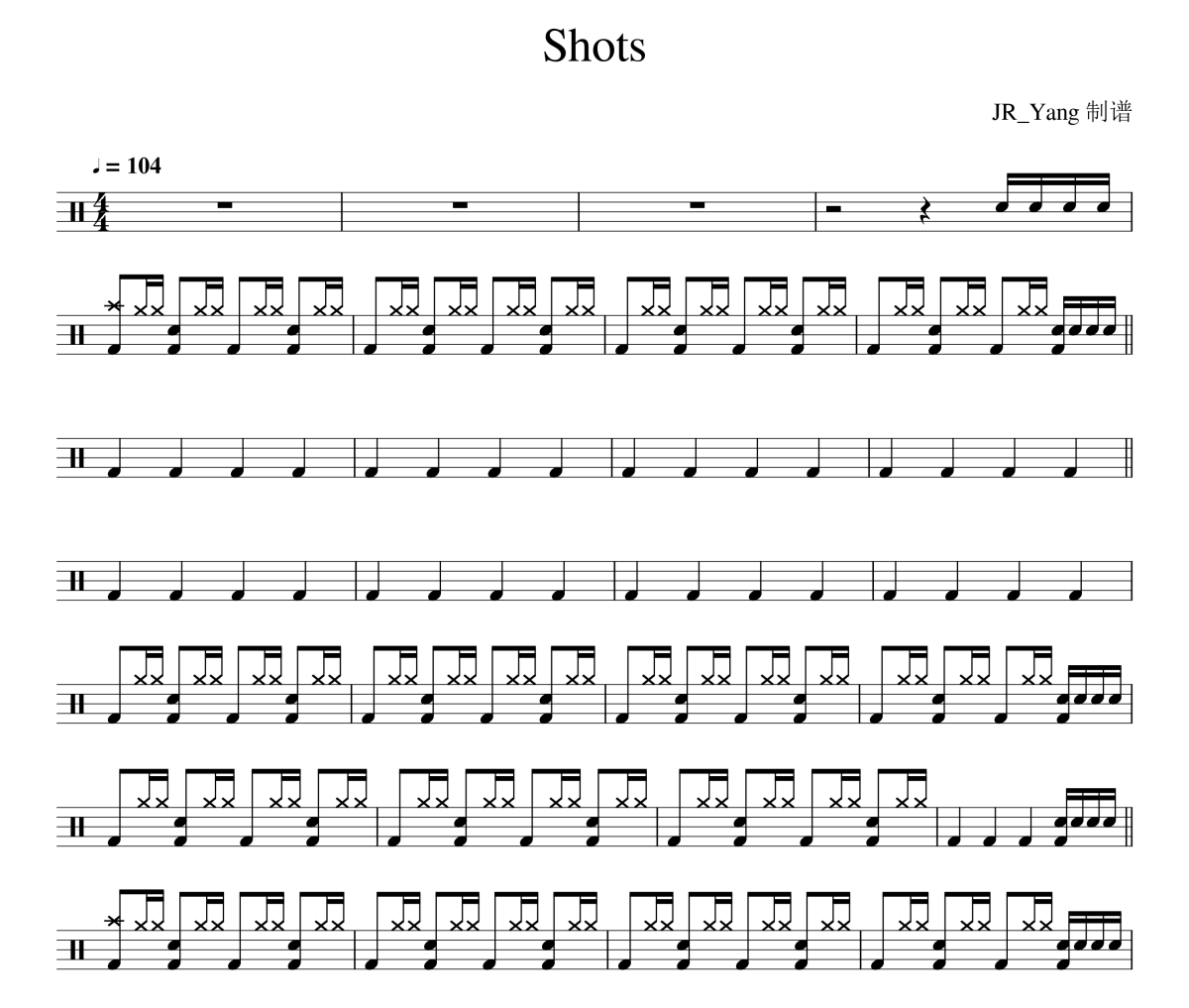 Shots鼓谱 Imagine Dragons-Shots架子鼓|爵士鼓|鼓谱