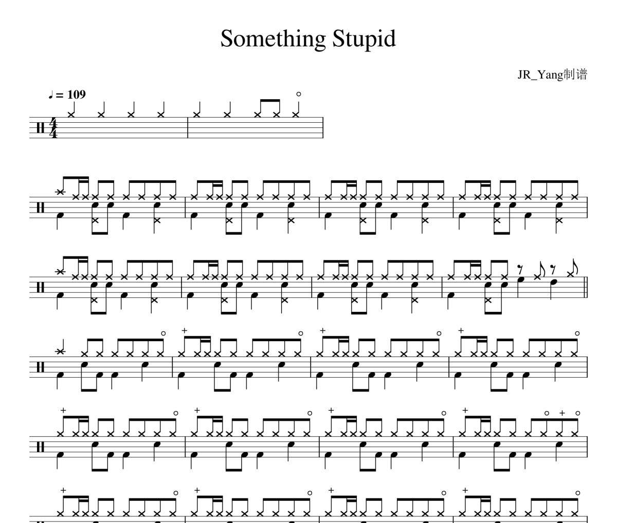 Something Stupid鼓谱 方大同/薛凯琪-Something Stupid架子鼓|爵士鼓|鼓谱