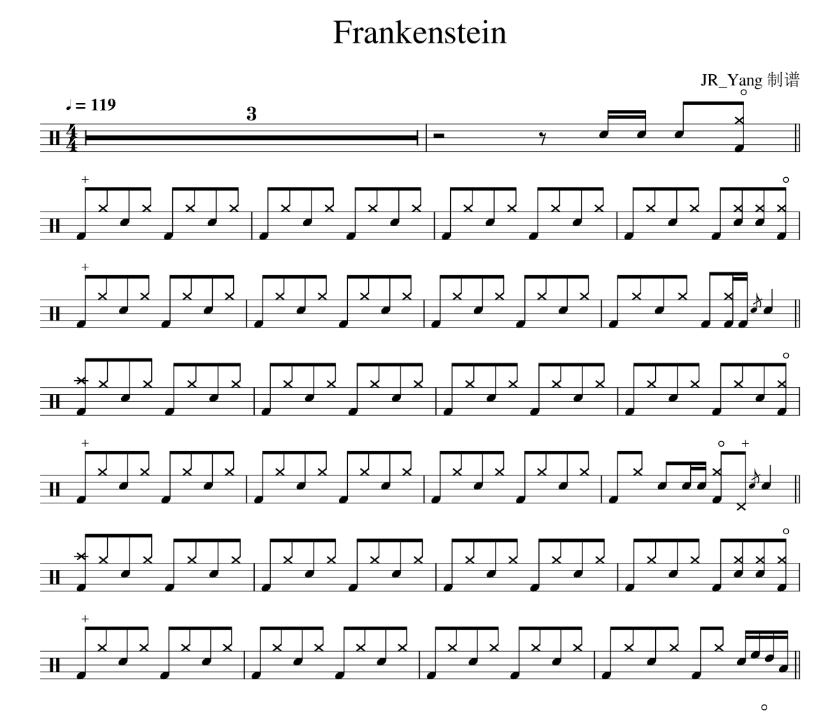 Frankenstein鼓谱 Claire Rosinkranz-Frankenstein架子鼓|爵士鼓|鼓谱