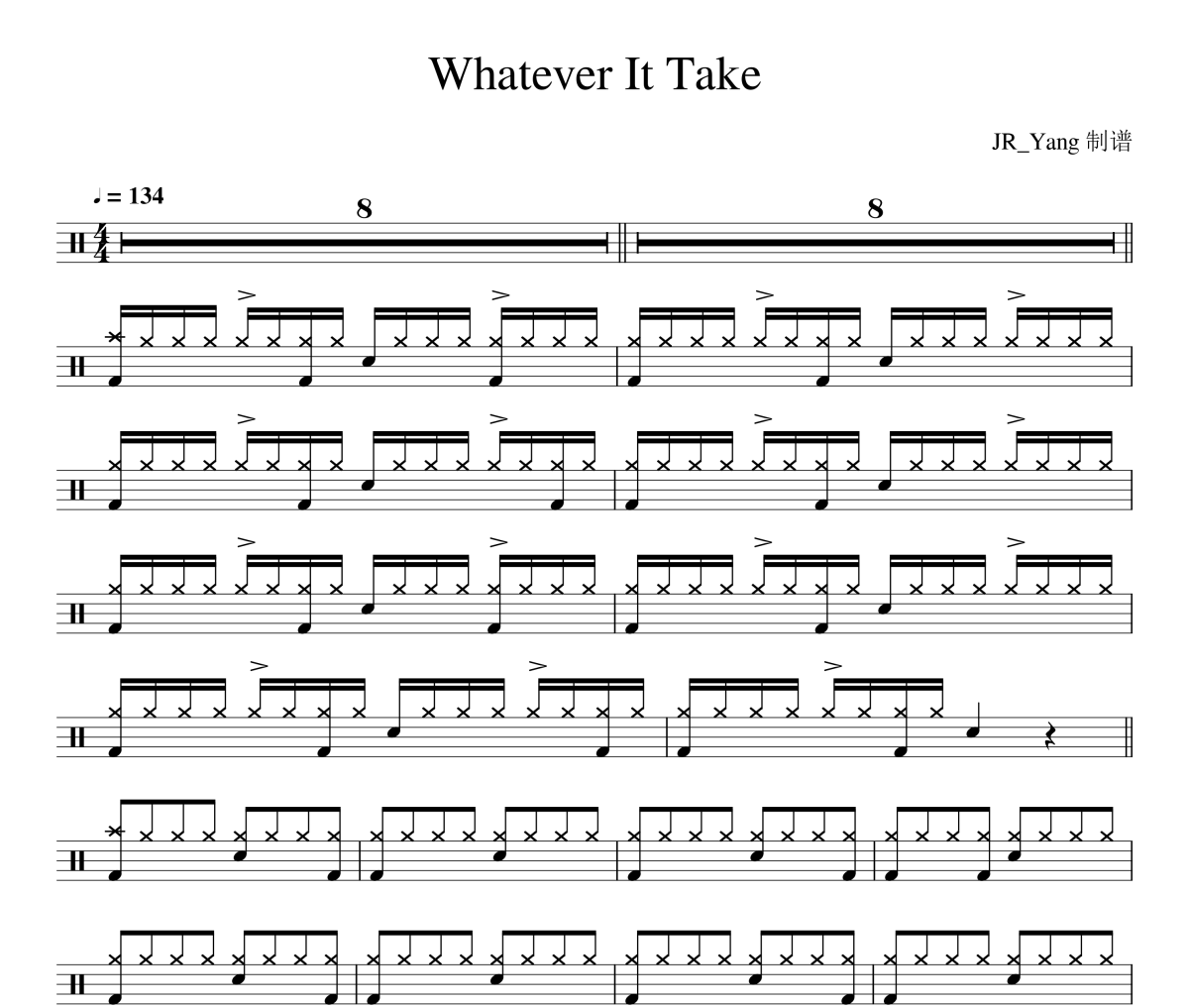 Whatever It Take鼓谱 Imagine Dragons-Whatever It Take架子鼓谱