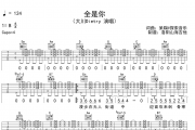 大川Dietry《全是你》吉他谱六线谱C调编配