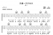 太一-负重一万斤长大吉他谱弹唱谱C调指法