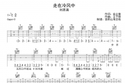 陈思涵《走在冷风中》吉他谱谱弹唱谱C调编配
