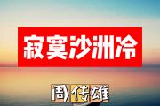 寂寞沙洲冷简谱 周传雄《寂寞沙洲冷》简谱+动态简谱视频