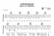 喵酱油/花玲/爆裂菊是也《如果突然想起我》六线谱C调吉他谱