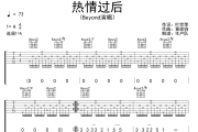 热情过后吉他谱 Beyond《热情过后》六线谱A调吉他谱