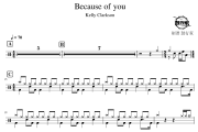 Because of you鼓谱 Kelly Clarkson-Because of you爵士鼓谱 鼓行家制谱