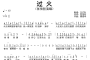 过火简谱 张信哲《过火》(粤语版)简谱降D调