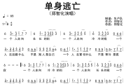 单身逃亡简谱 郑智化《单身逃亡》简谱降B调