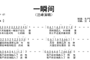 一瞬间简谱 汪峰《一瞬间》简谱A调