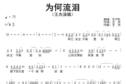 为何流泪简谱 王杰《为何流泪》简谱降B调
