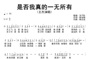 是否我真的一无所有简谱 王杰《是否我真的一无所有》简谱F调