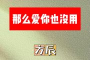 那么爱你也没用简谱 方辰-那么爱你也没用简谱E调